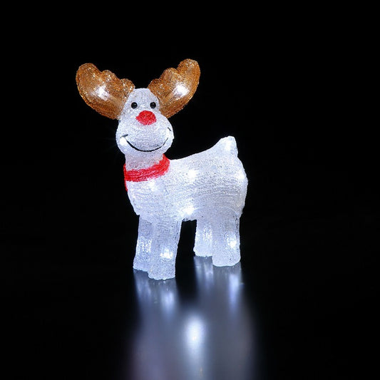 Noma White Acrylic Reindeer with 18 White LEDs 25cm
