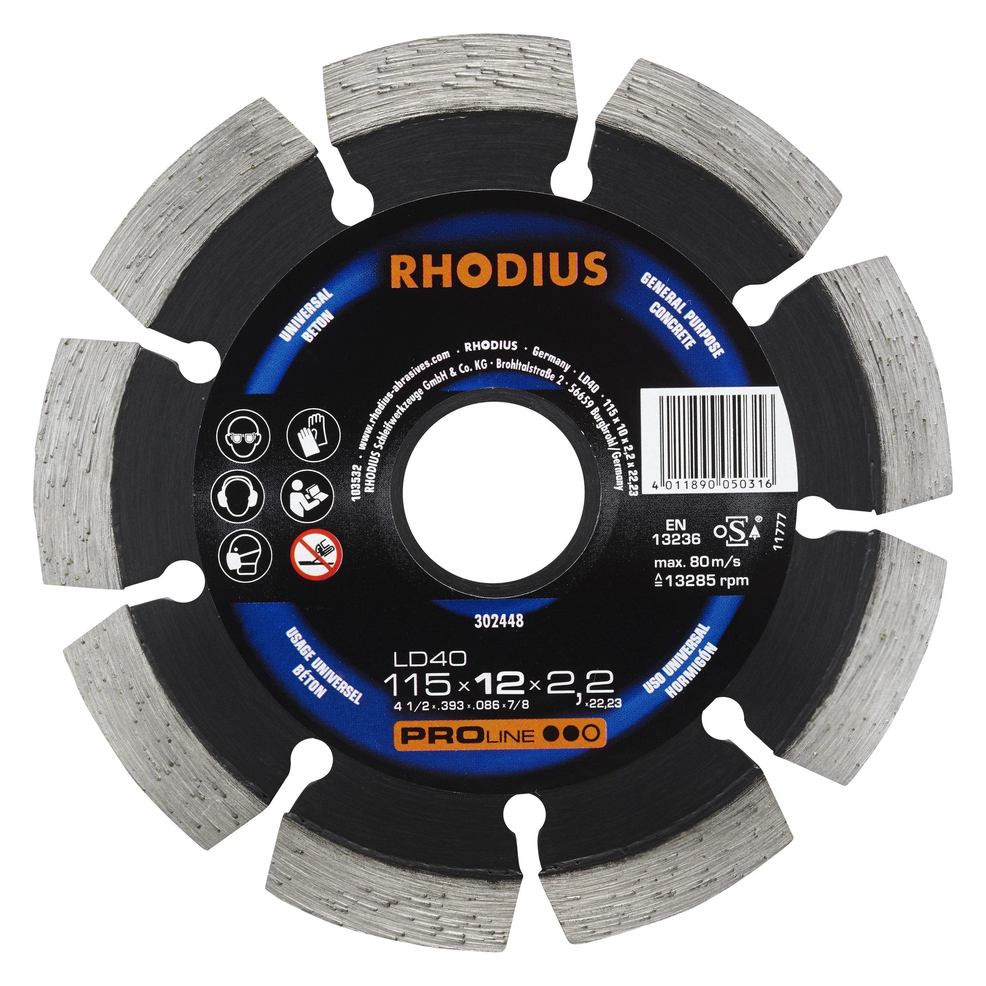Diamond Blade Rhodius - Segmented 115 x 22.2