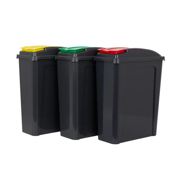 Wham Recycling Bin Slim 25L - Red, Green, Yellow 3 Set - Kit Variant