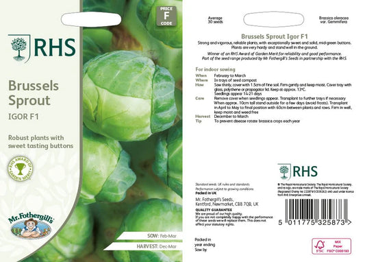 Fothergill's RHS Brussels Sprout Seeds