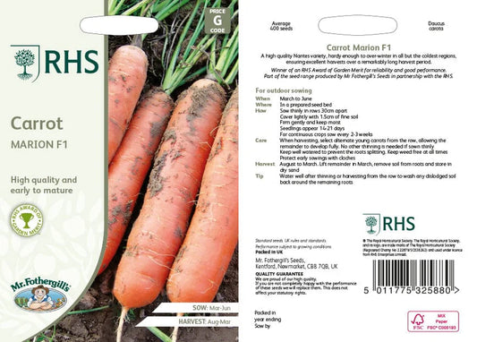Fothergill's RHS Carrot Marion F1 Vegetable Seeds
