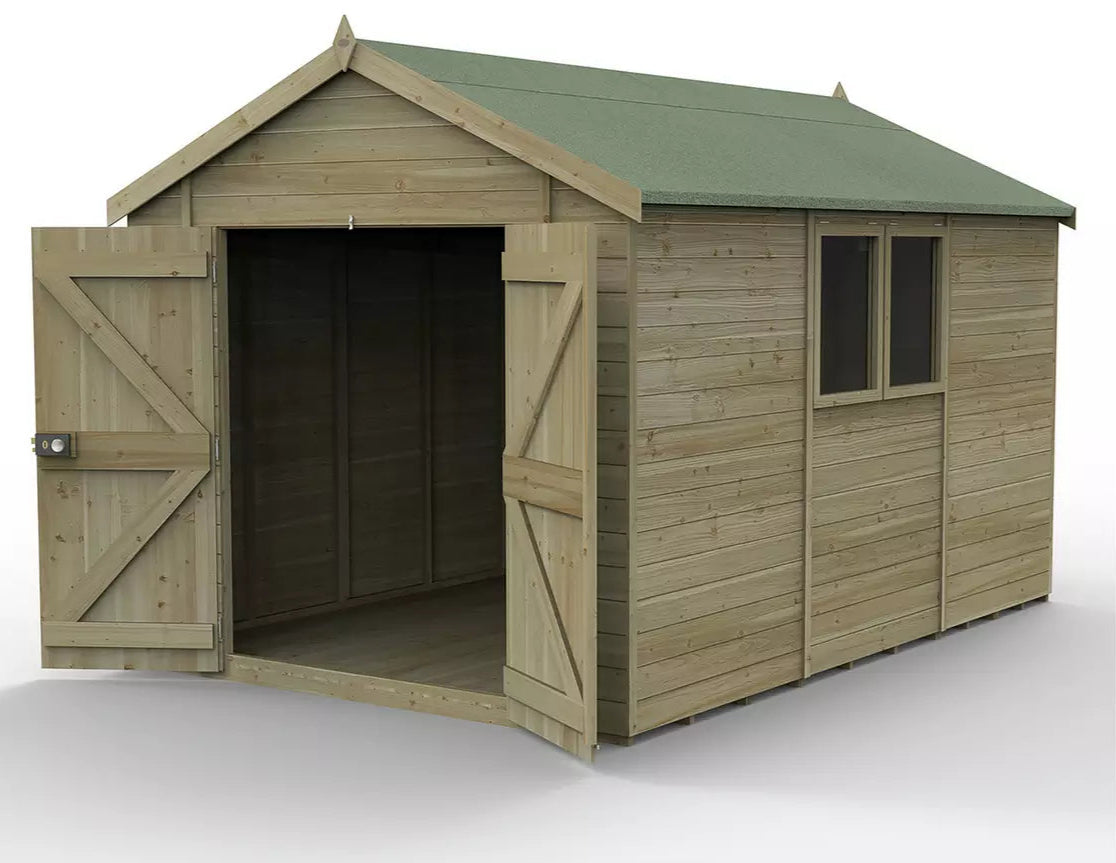 Forest Garden Timberdale 12x8 Apex Shed - Double Door