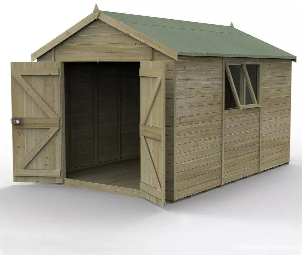Forest Garden Timberdale 12x8 Apex Shed - Double Door