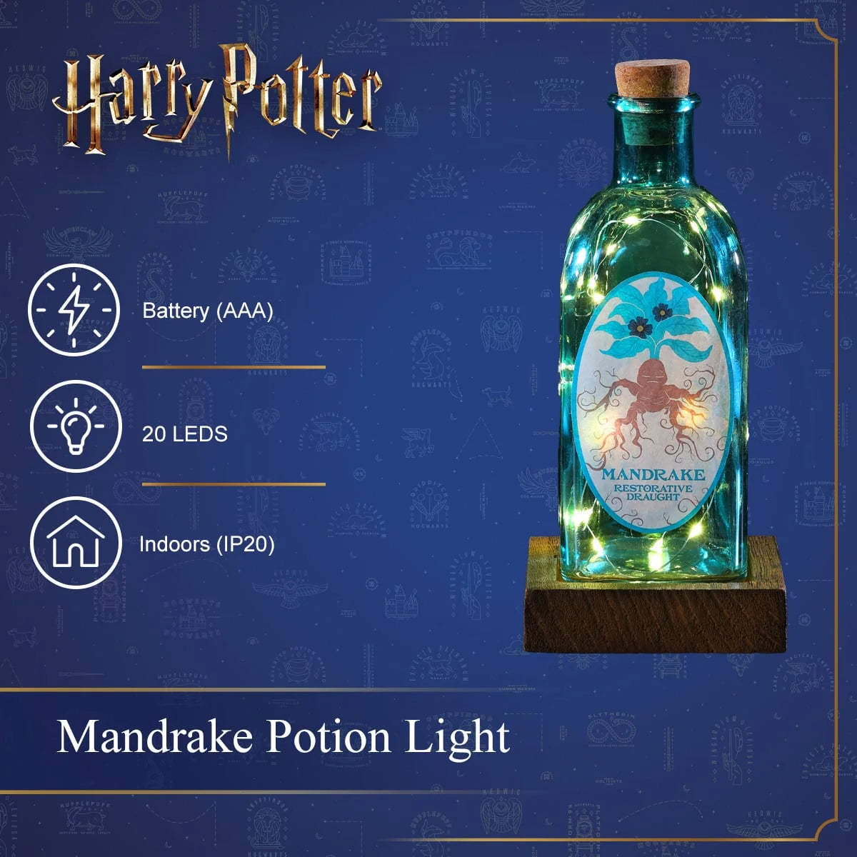 NOMA Harry Potter Mandrake Restorative Draught illuminated LED bottle decorative light