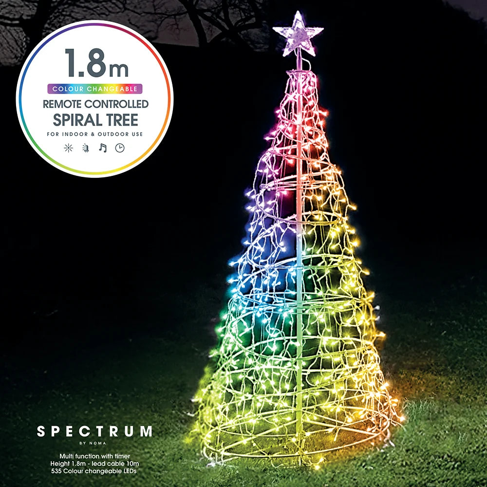Noma 1.8m Spectrum Digital Remote Control Icicle Spiral Tree