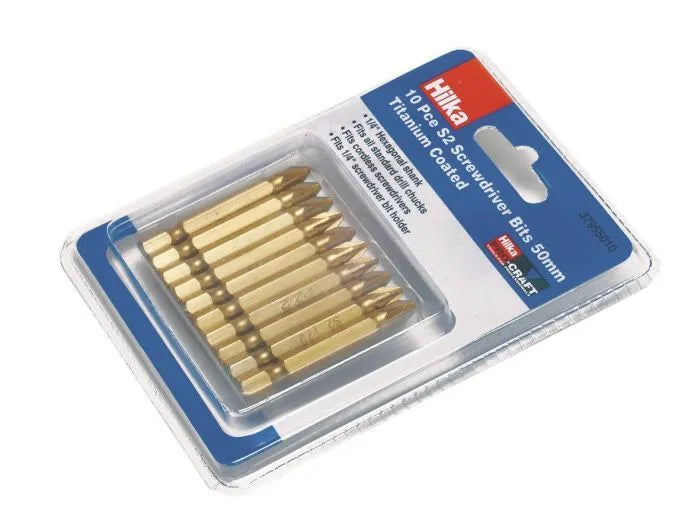 Hilka 10-Piece Pozi No 2 Bits 50mm Titanium Bits