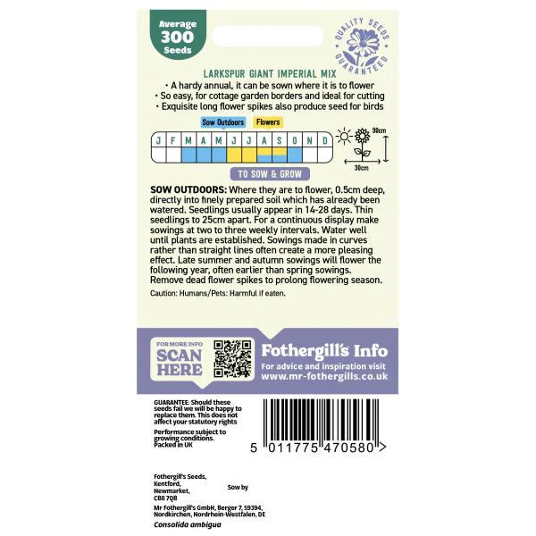 Fothergill's Larkspur Giant Imperial Mixed Seeds