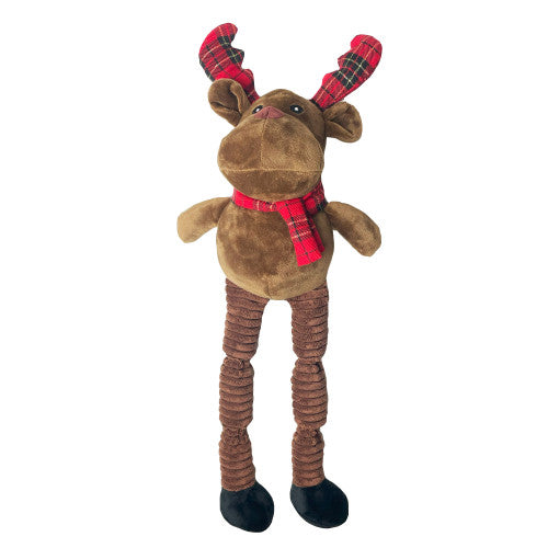 Happy Pet Squeaky Long Legs Reindeer Dog Toy