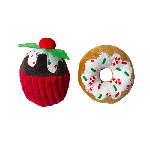 Happy Pet Christmas Donut & Pudding Soft Dog Toy