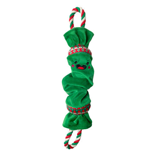 Happy Pet Top n Tail Ropee Green Christmas Cracker Dog Toy