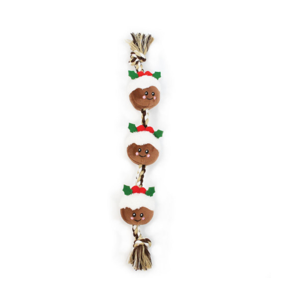 Happy Pet Dog Toy String of Christmas Puds Rope 