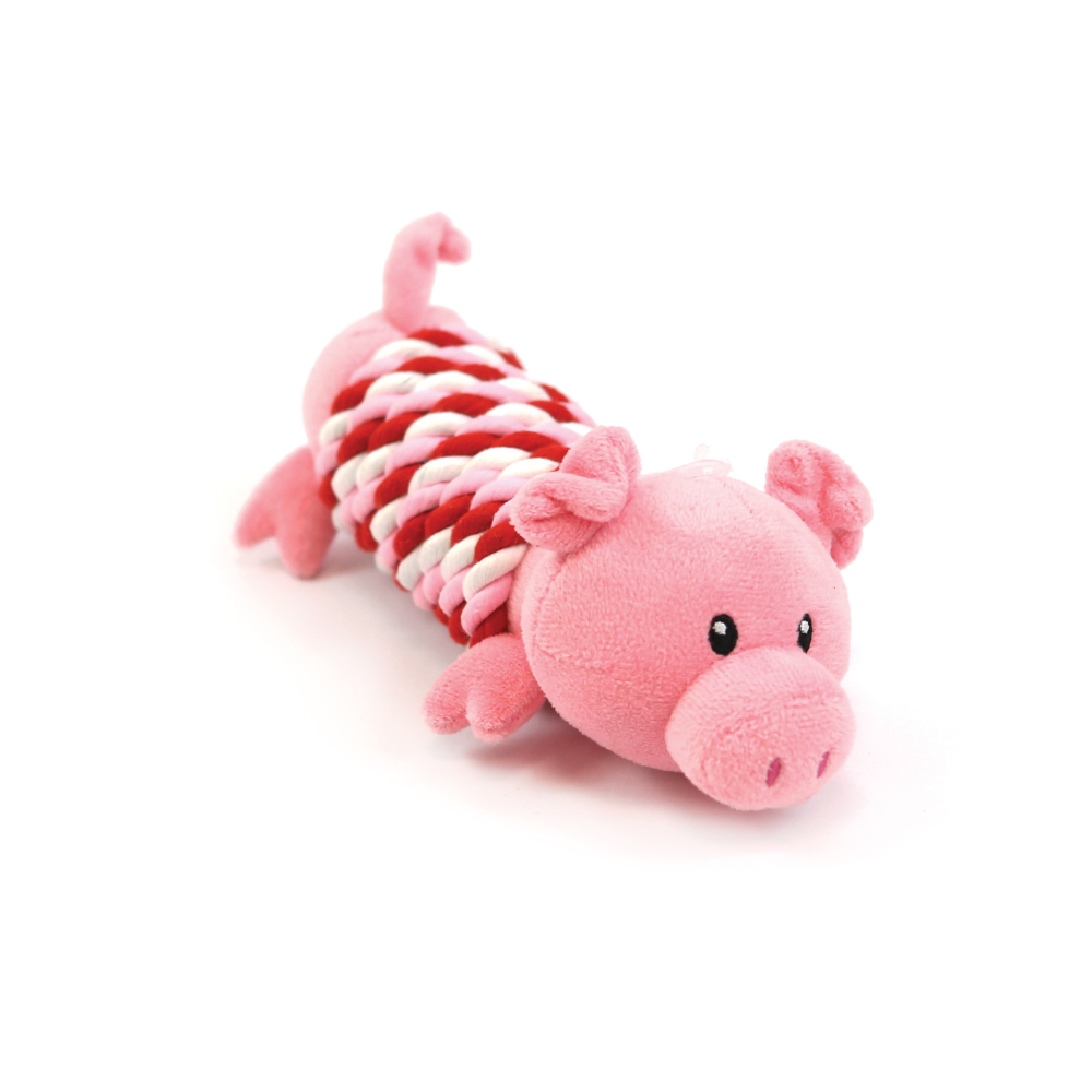 Happy Pet Dog Toy Pig in a Rope Blanket 