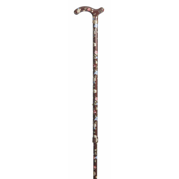 Classic Canes Slimline Petite Chelsea Burgundy/Brown Floral Cane Walking Stick