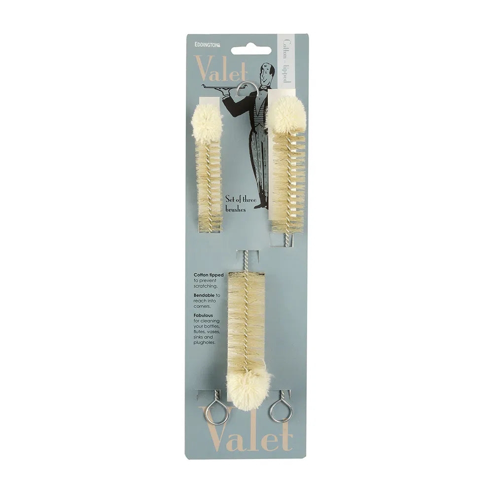 Eddingtons Valet Bottle Brushes pack of 3 with Cotton Ball Tips