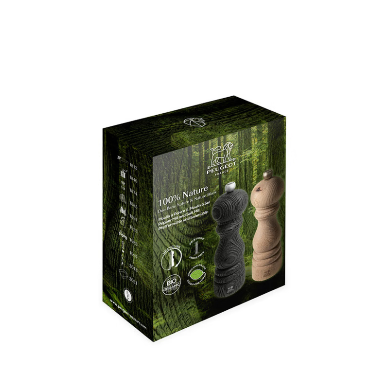 Peugeot Nature Upcycled Wood Salt & Pepper Mill Duo Gift Set 18Cm