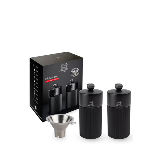 Peugeot Line Collection Night Chic Collector's Edition Salt & Pepper Mill Duo Black 12cm with Filling Funnel
