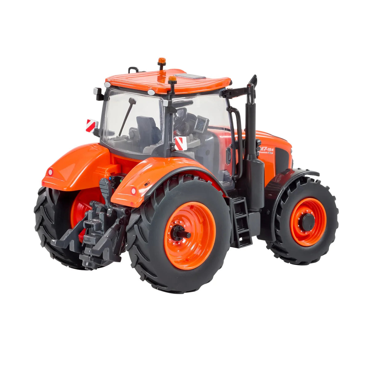 Britains 43438 Kubota M7 154 die-cast toy tractor in 1:32 scale featuring orange paintwork and treaded tyres