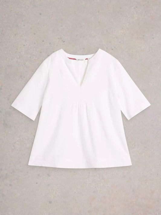 White Stuff Ash Linen Blend Top