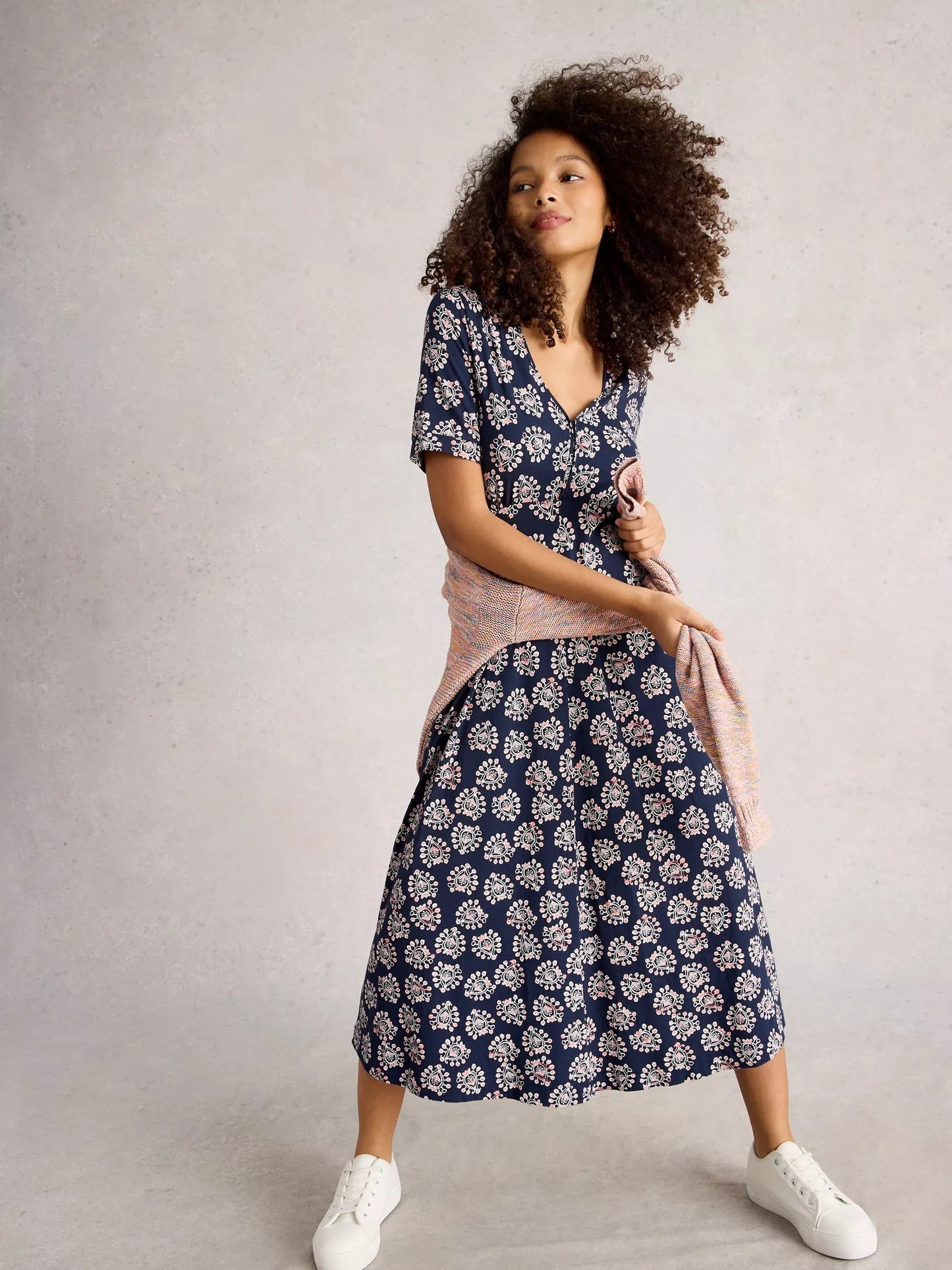 White Stuff Megan Short Sleeve Jersey Midi Dress
