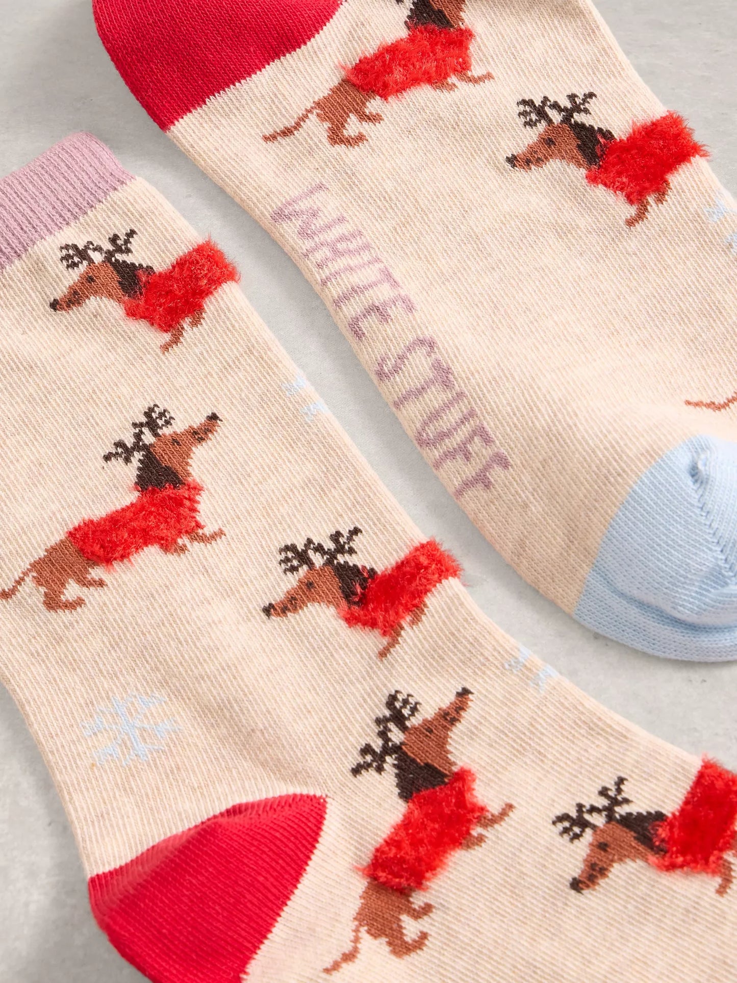 White Stuff Fluffy Print Ankle Socks