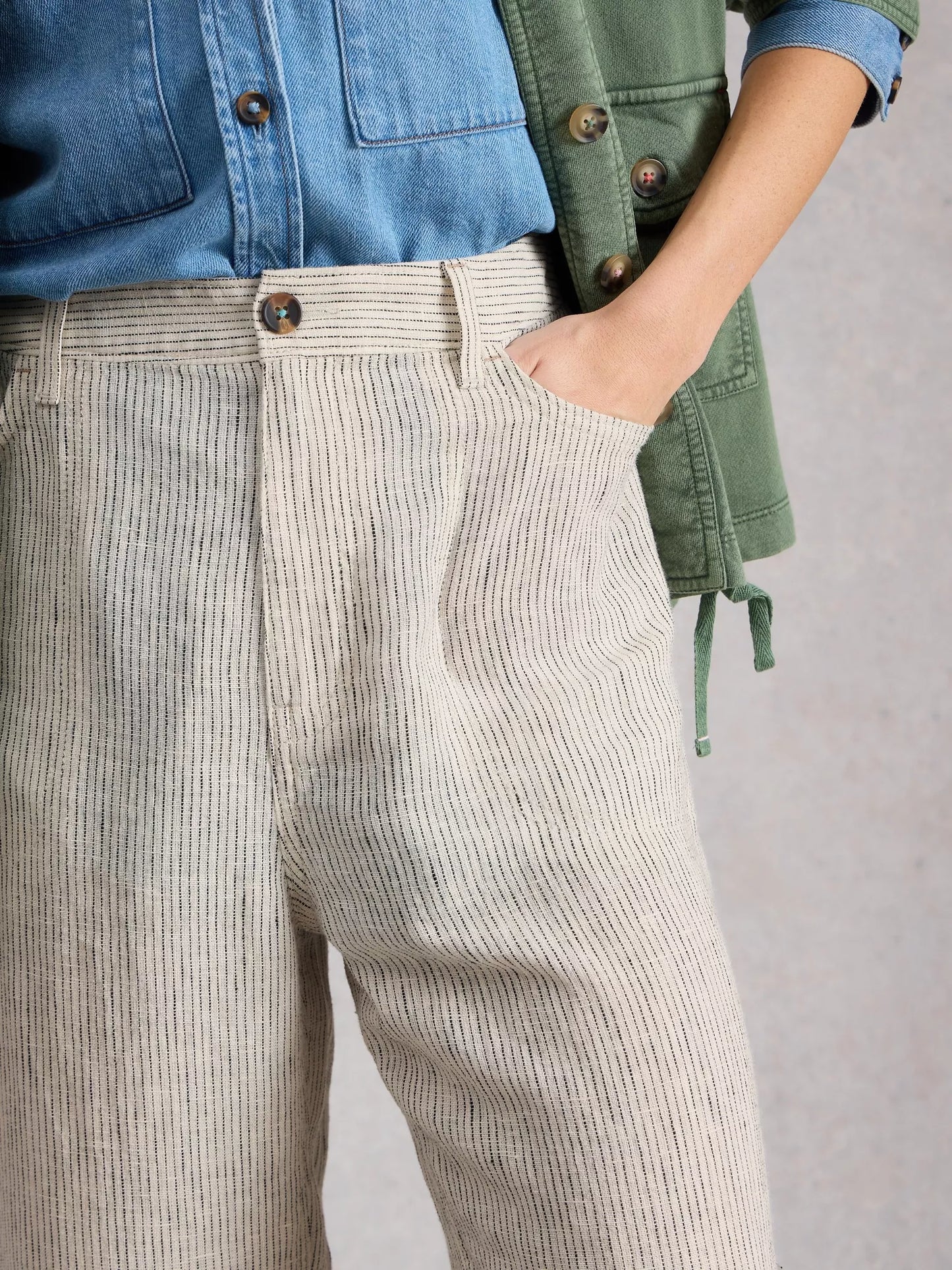 White Stuff Tia Linen Wide Leg Crop Trouser