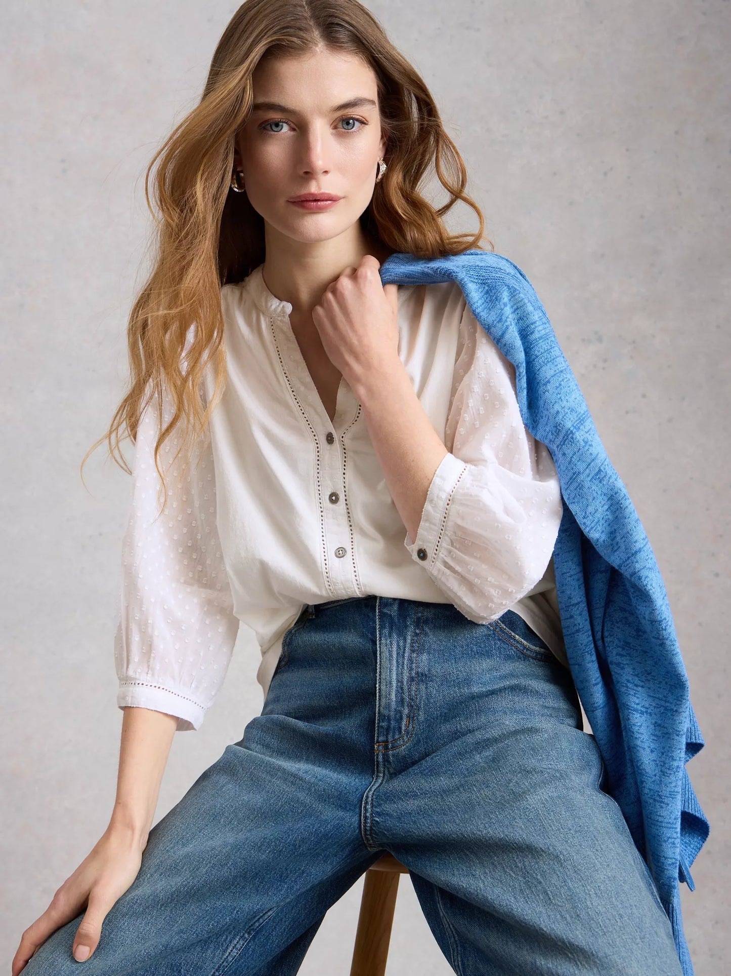 White Stuff Daisy Dobby Mix Top