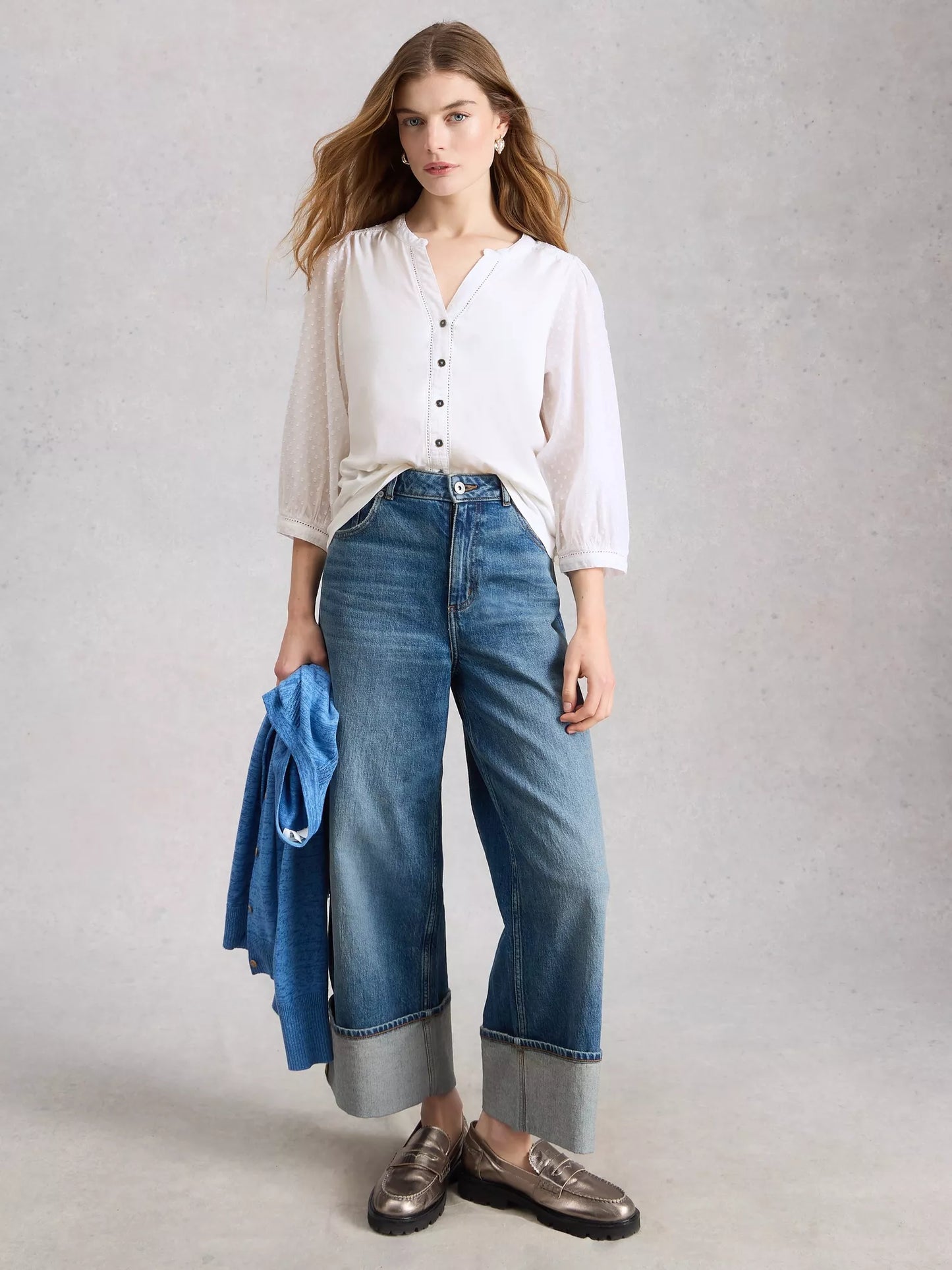 White Stuff Daisy Dobby Mix Top