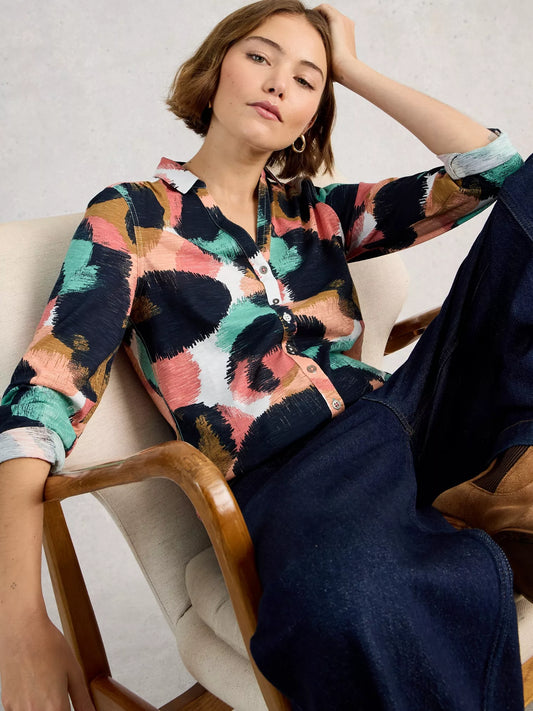 White Stuff Annie Collared Jersey Shirt