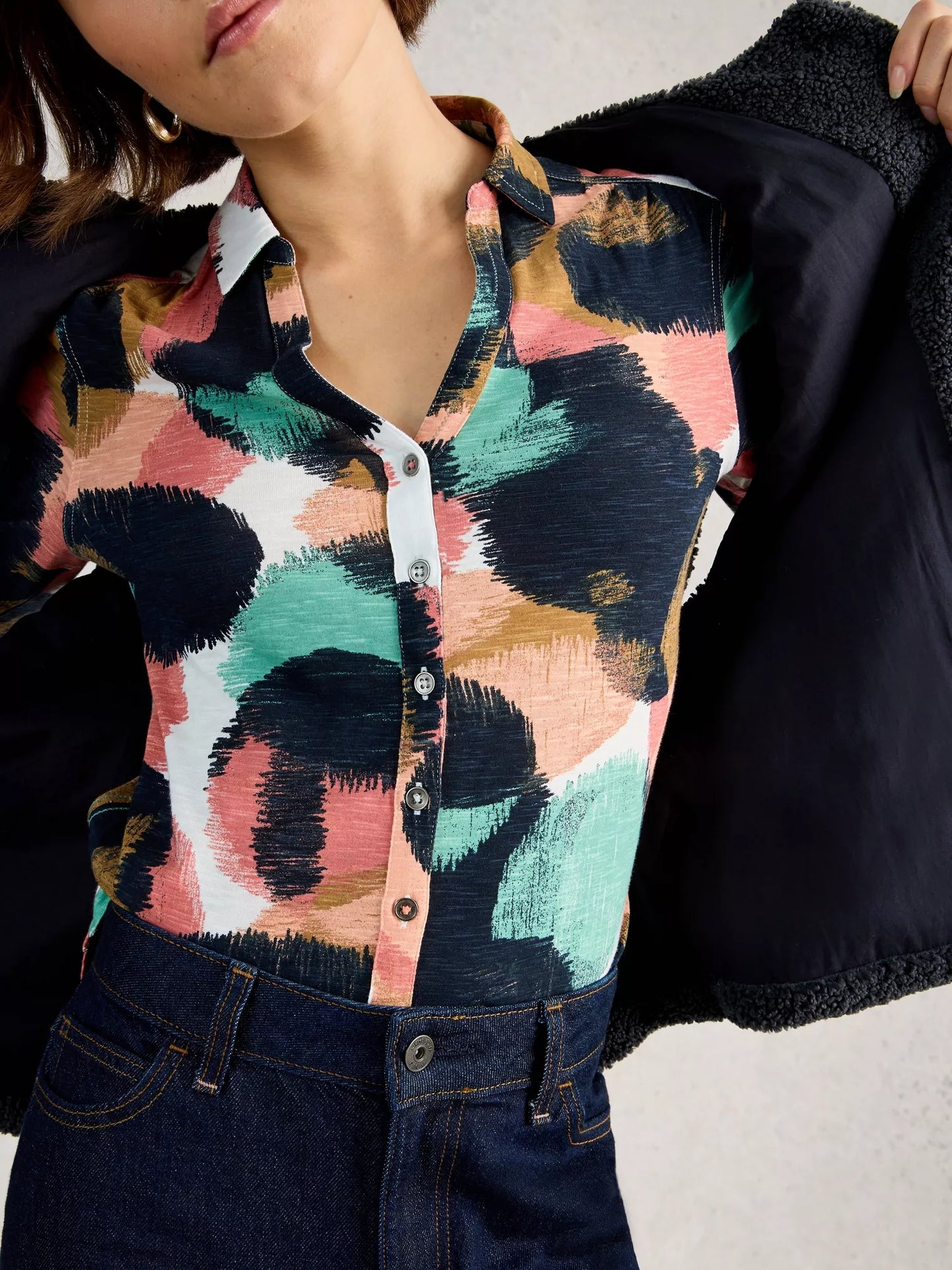 White Stuff Annie Collared Jersey Shirt