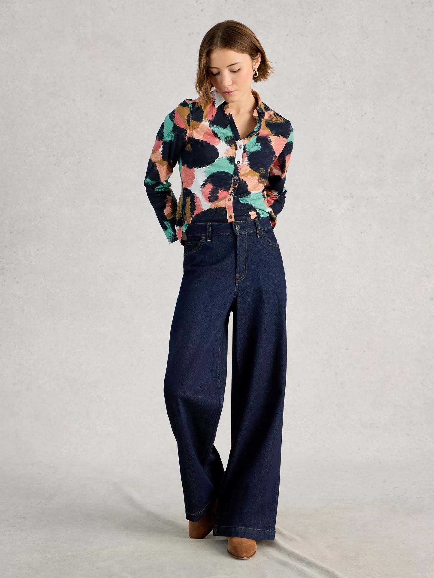 White Stuff Annie Collared Jersey Shirt