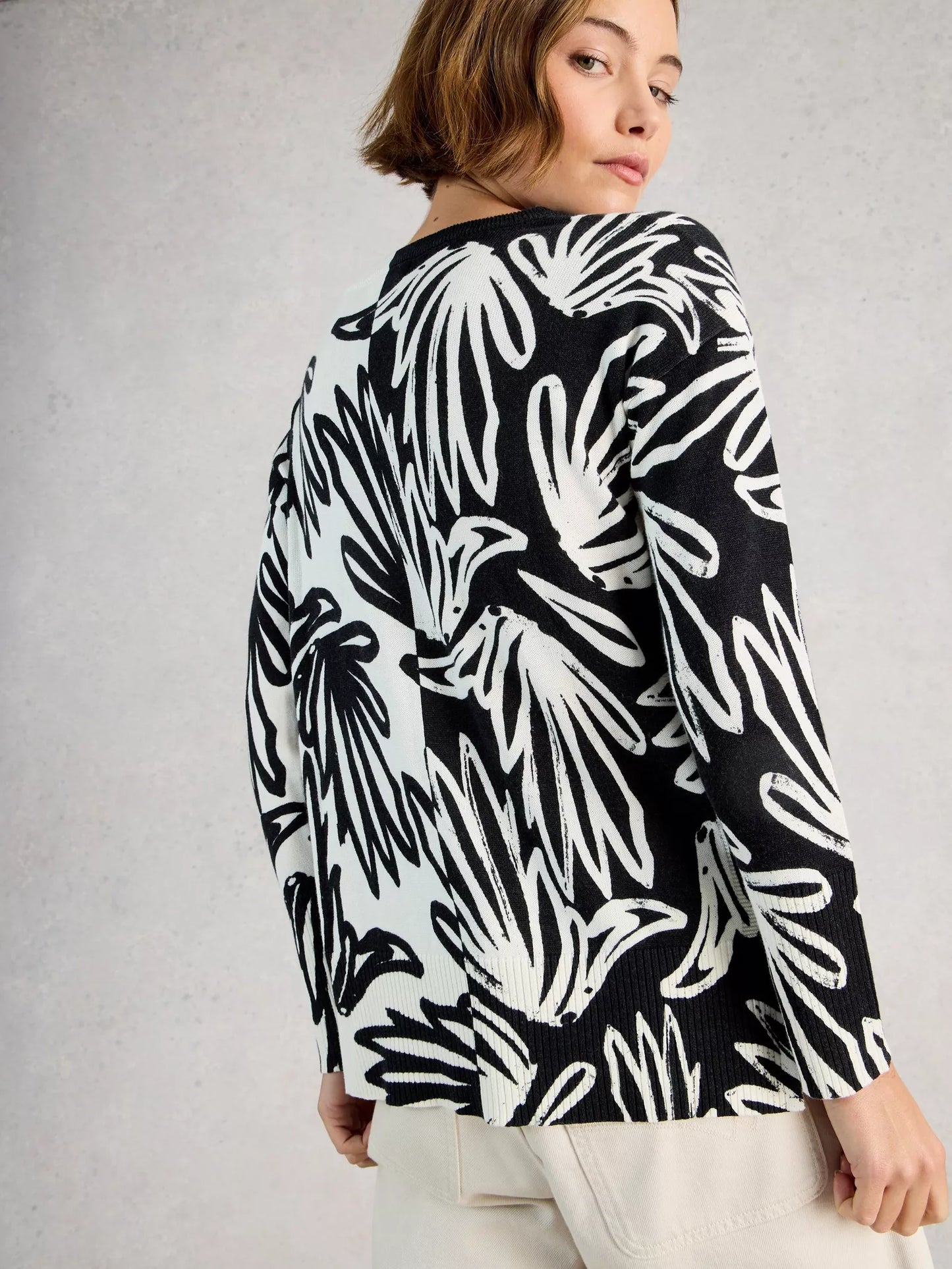 White Stuff Olive Print Crew Neck Jumper