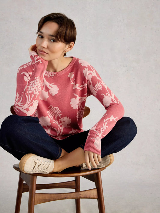 White Stuff Olive Print Crew Neck Jumper