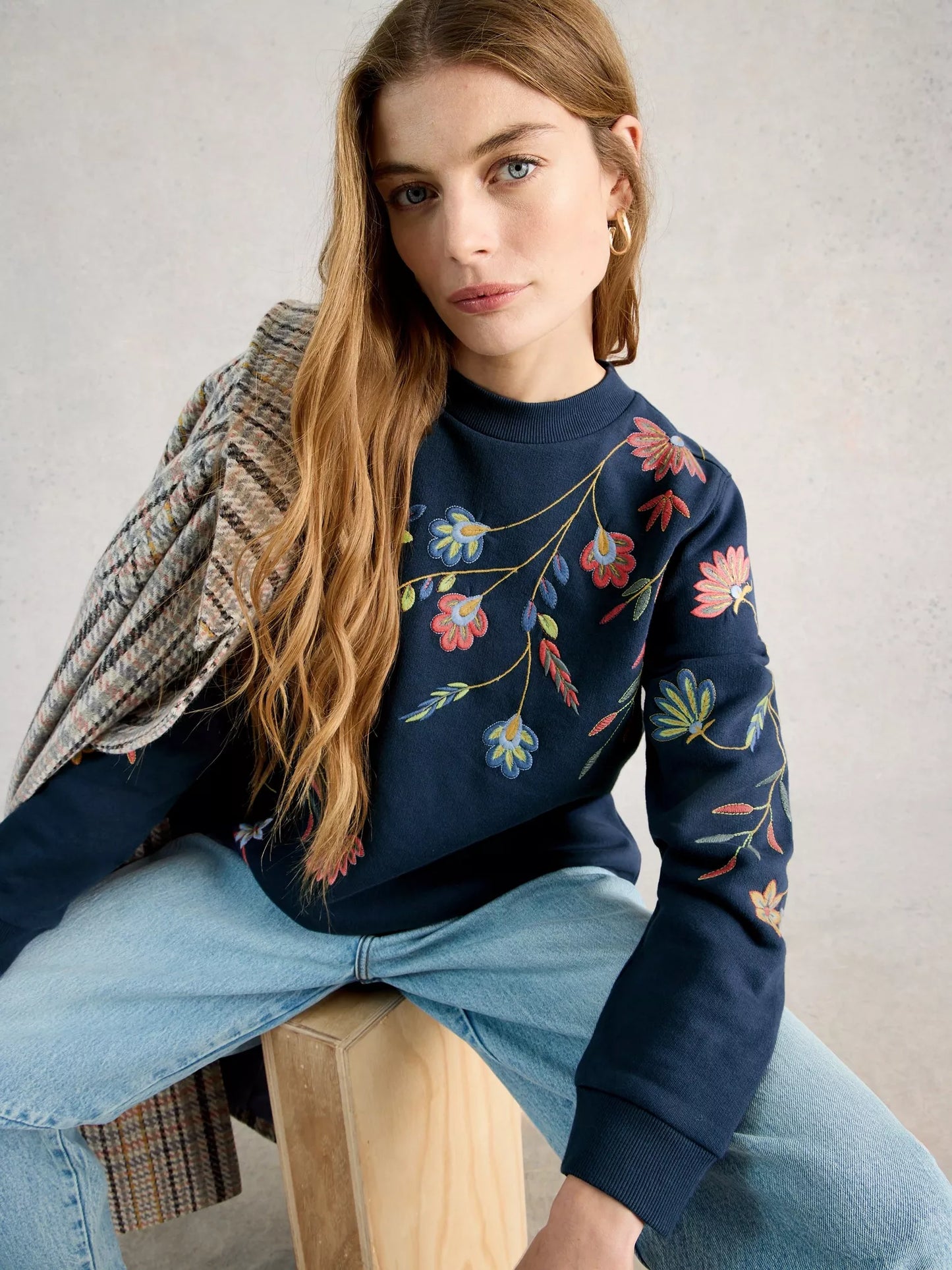 White Stuff Floral Embroidery Sweater
