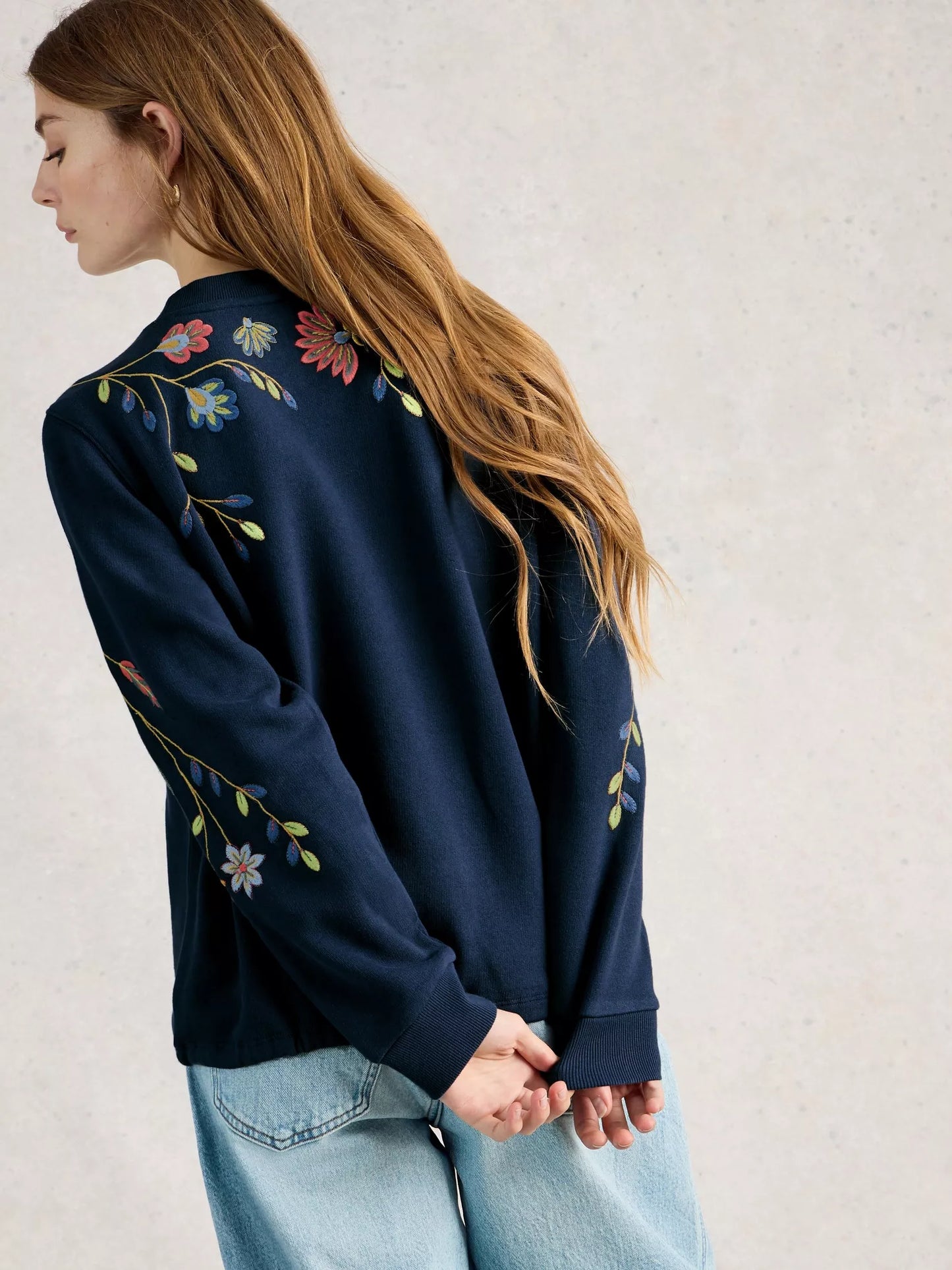 White Stuff Floral Embroidery Sweater