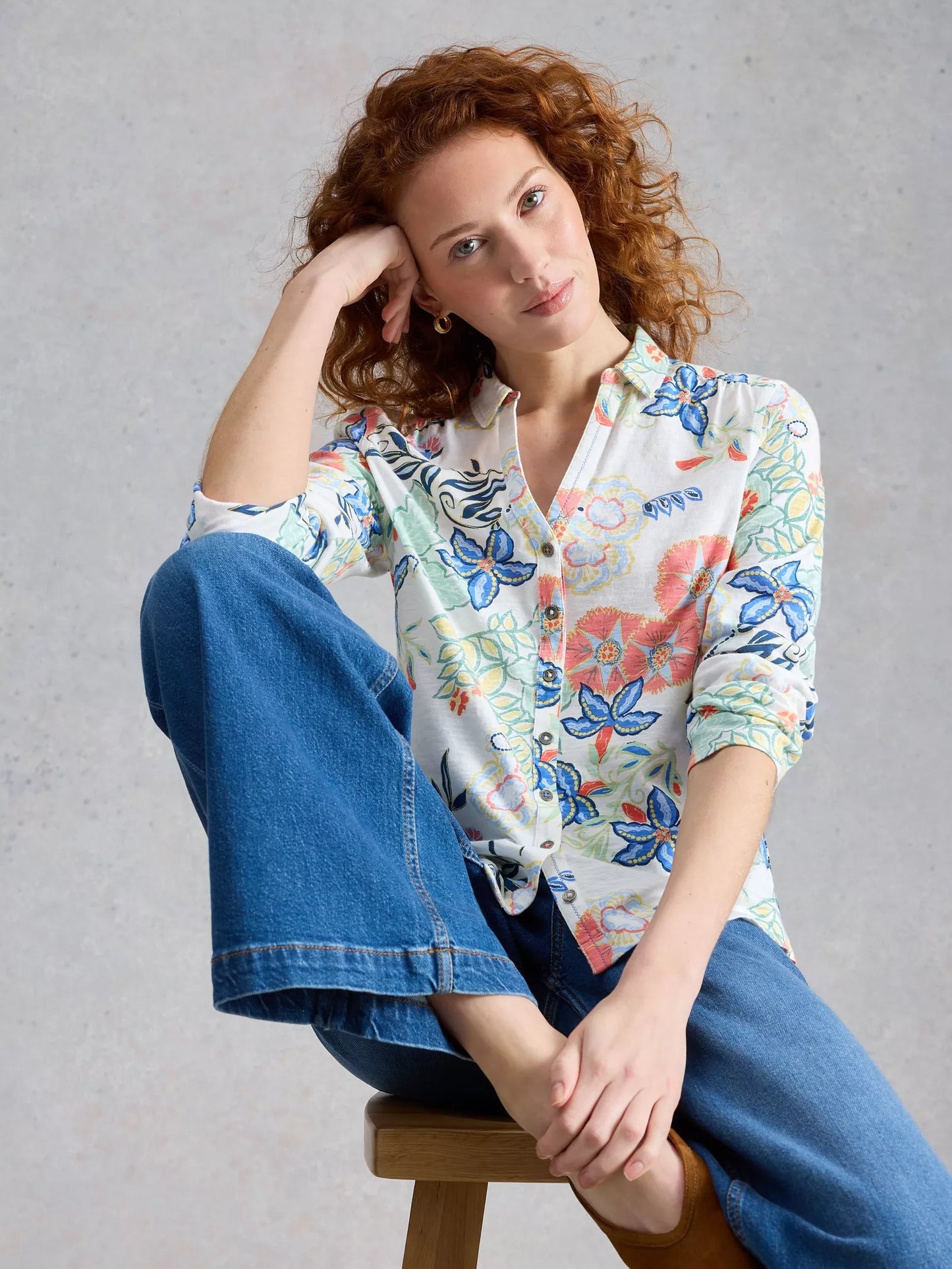 White Stuff Annie Collared Jersey Shirt