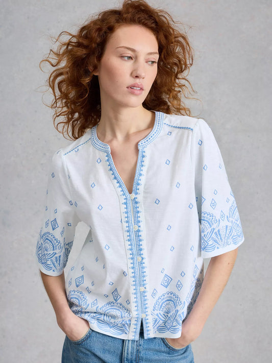 White Stuff Lizzie Border Embroidered Top
