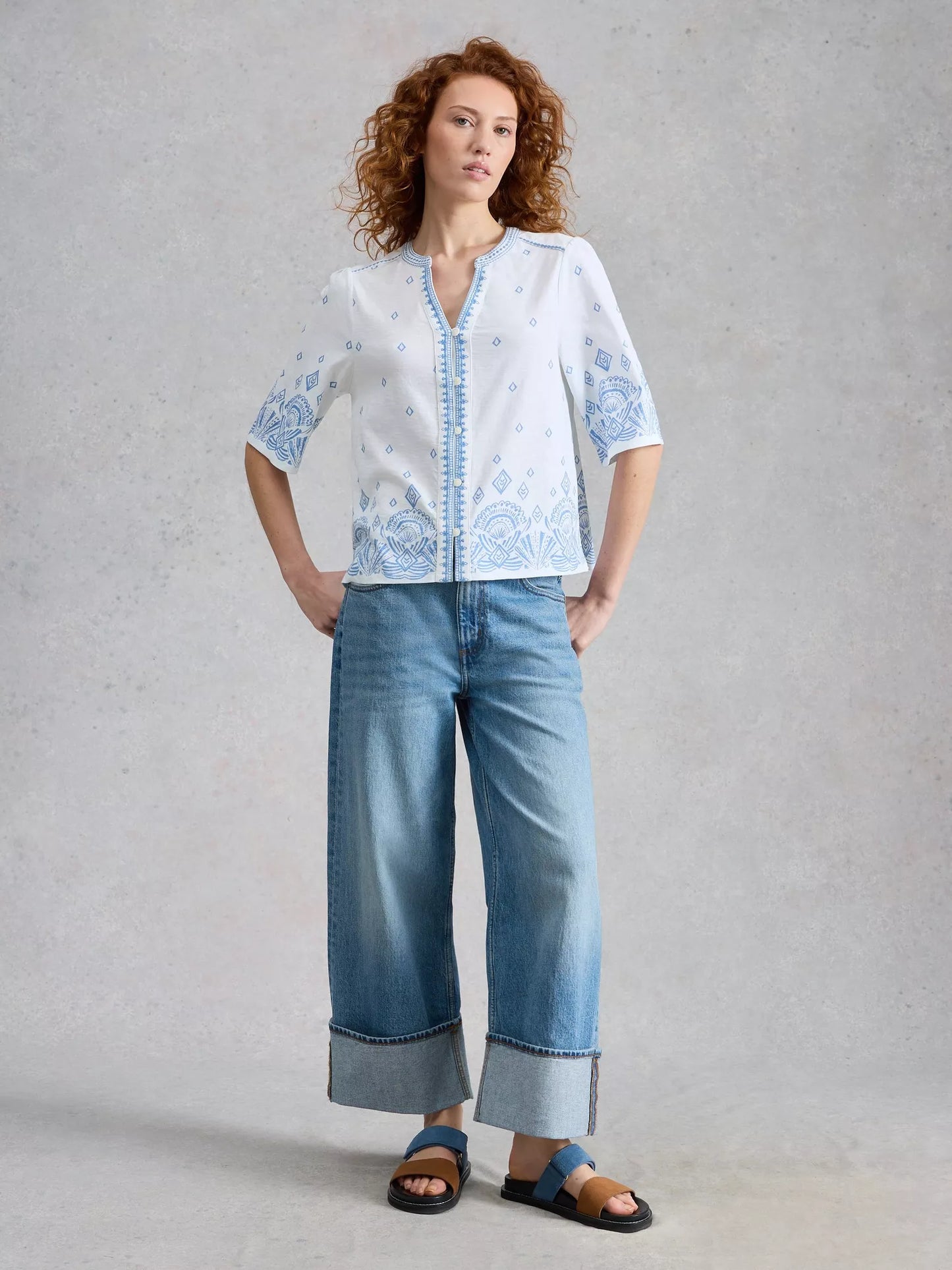 White Stuff Lizzie Border Embroidered Top