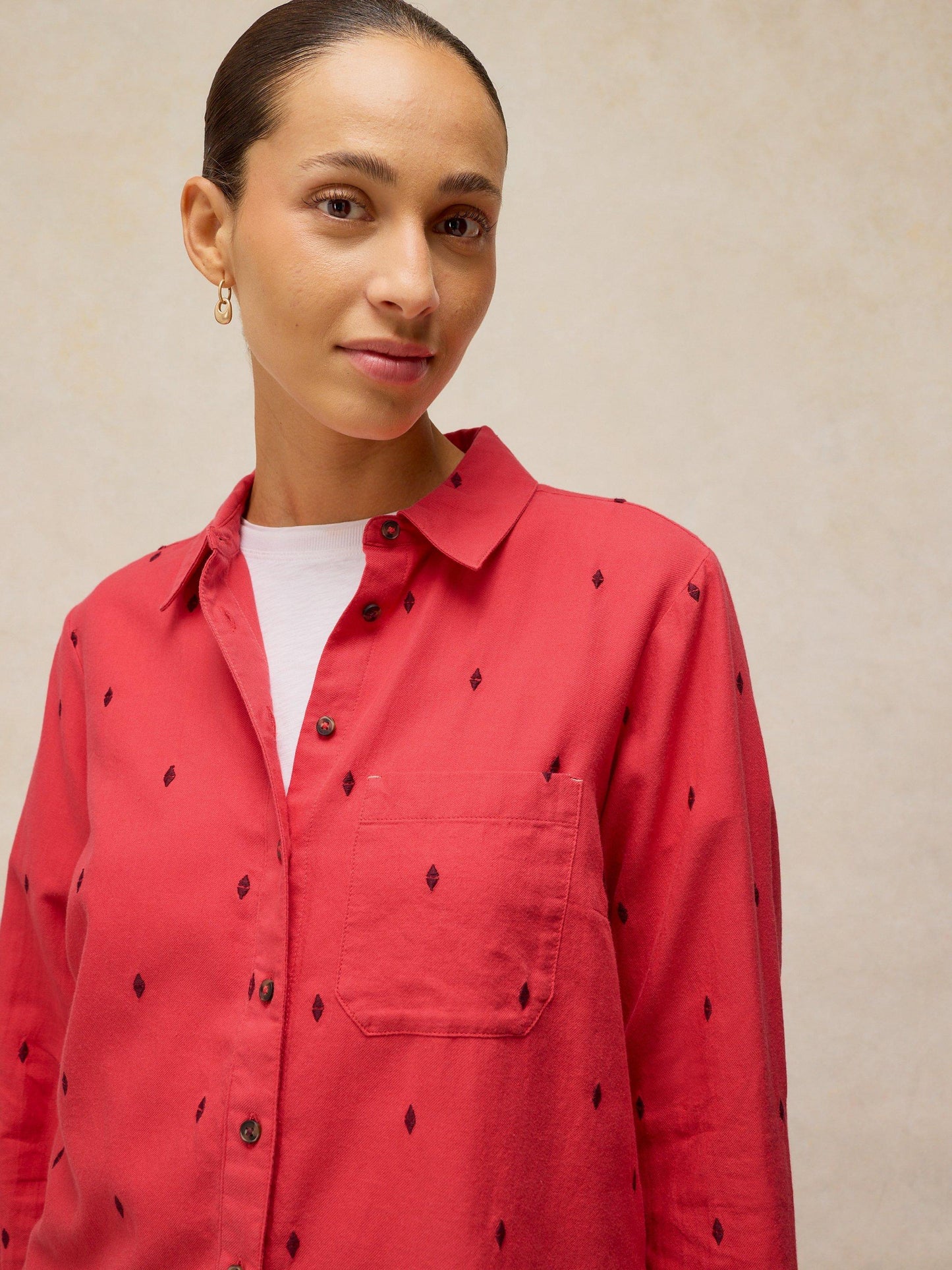 White Stuff Libby Organic Cotton Embroidered Shirt