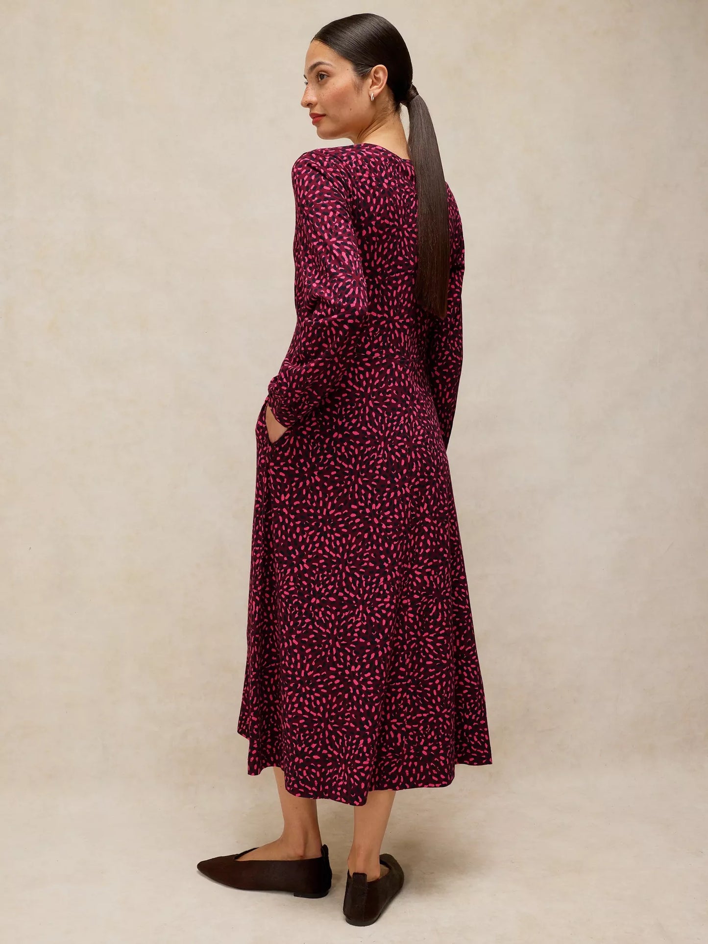 White Stuff Megan Long Sleeve Jersey Midi Dress