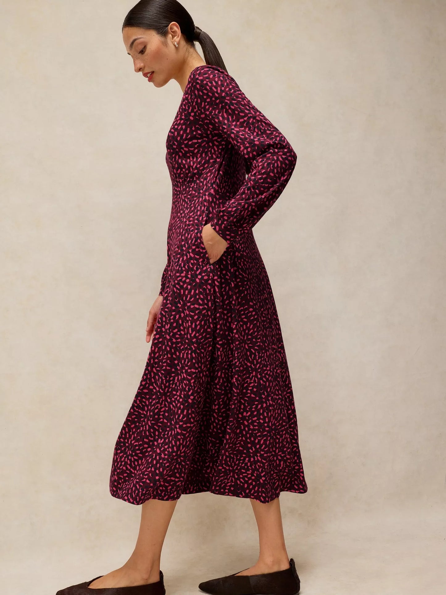White Stuff Megan Long Sleeve Jersey Midi Dress