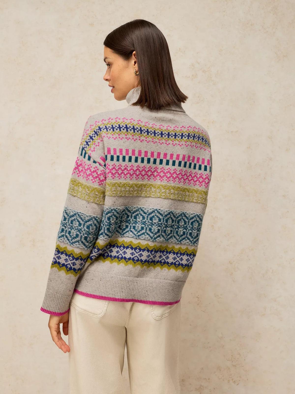 White Stuff Felicity Fairisle Roll Neck Jumper