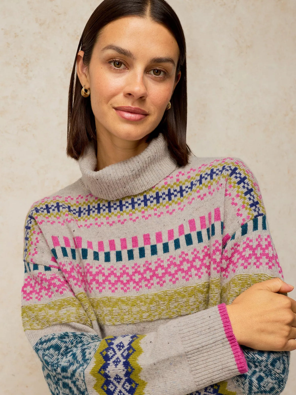 White Stuff Felicity Fairisle Roll Neck Jumper