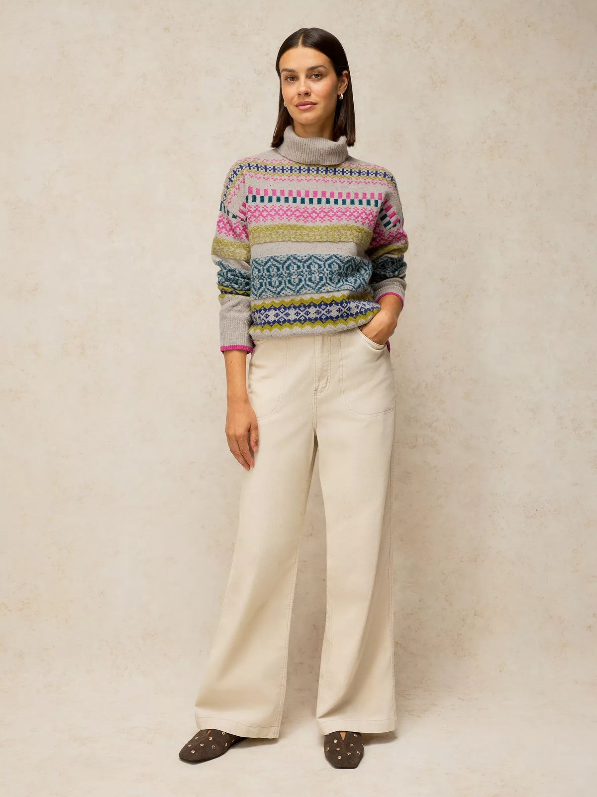 White Stuff Felicity Fairisle Roll Neck Jumper
