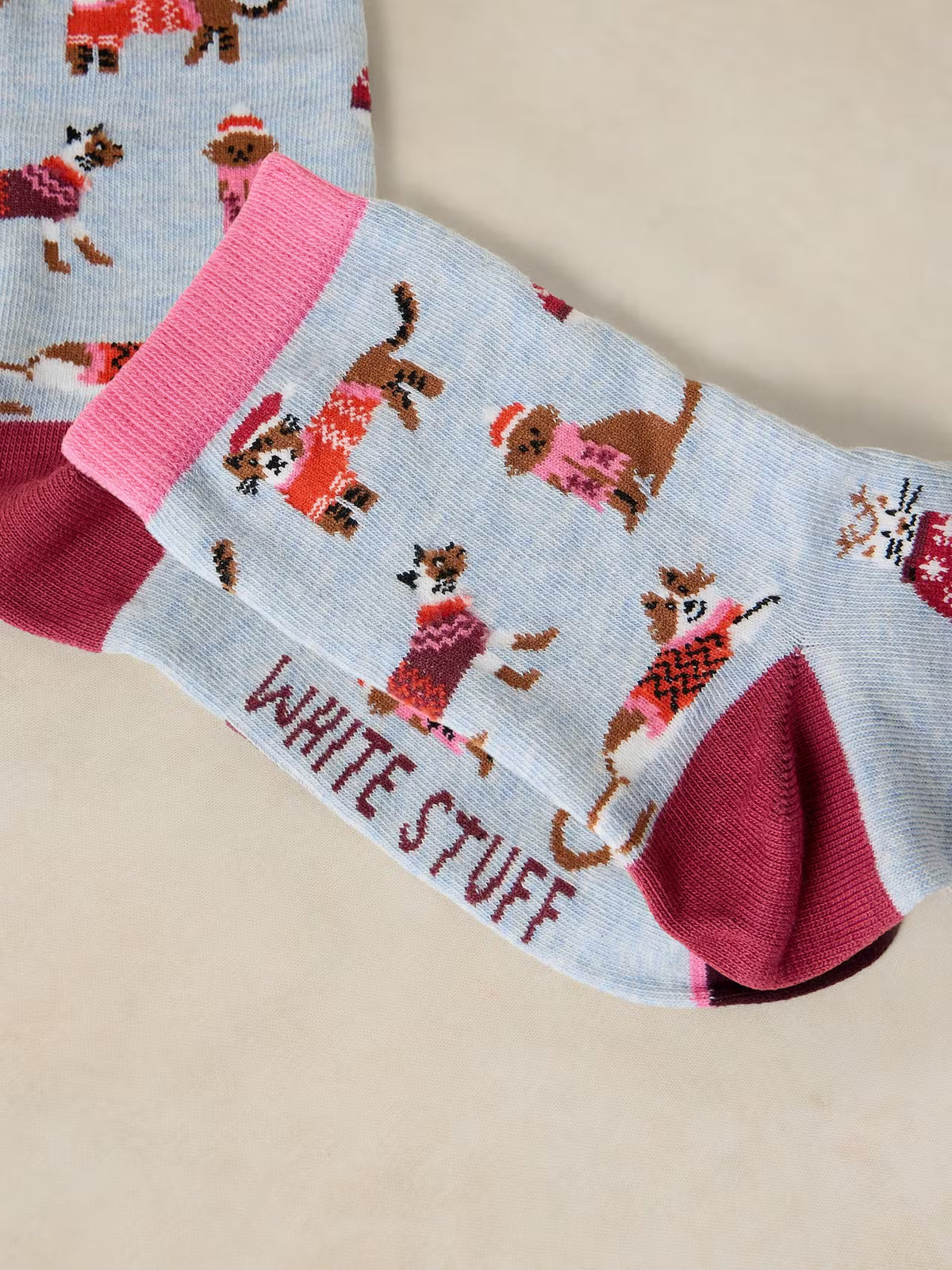 White Stuff Christmas Cat Cracker Socks