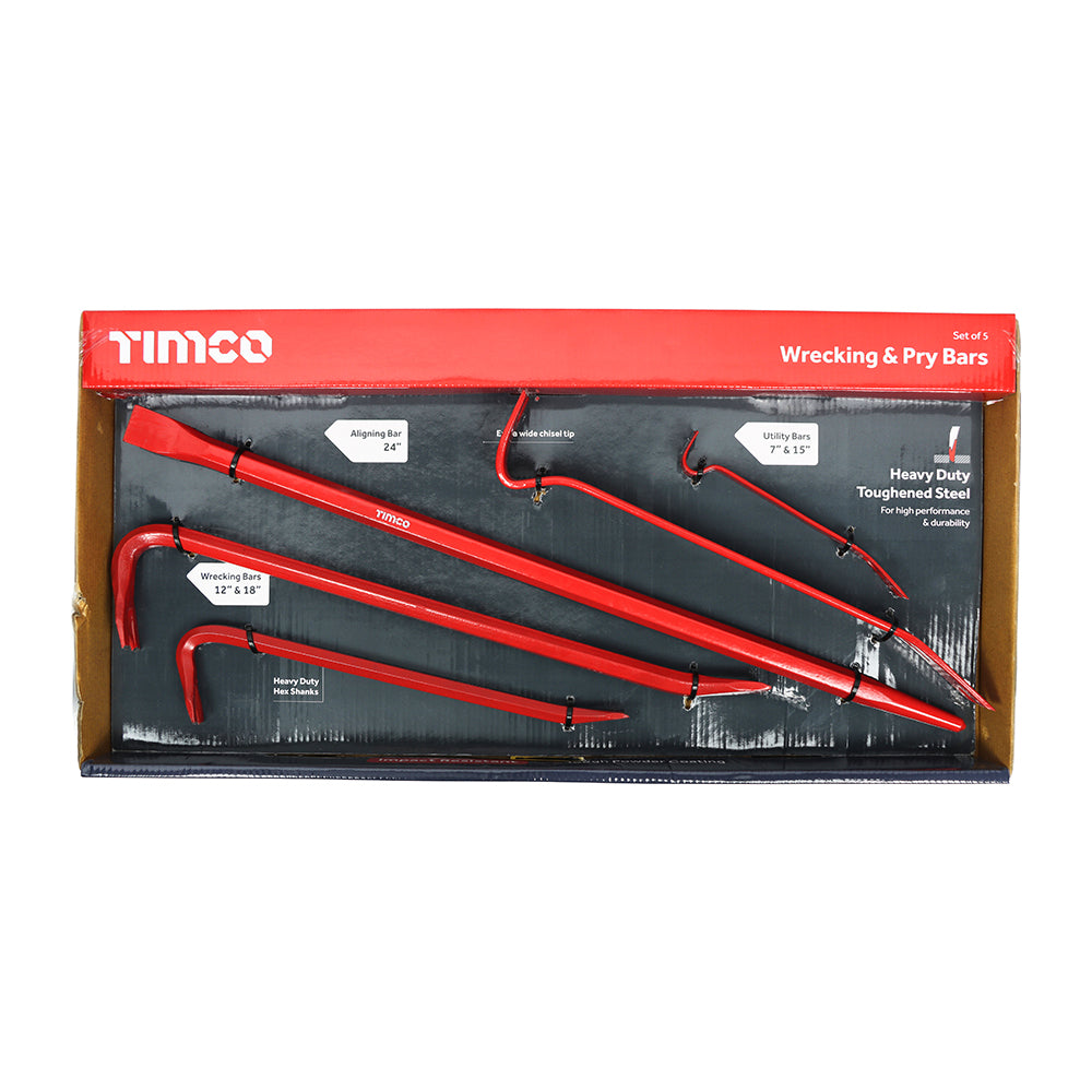 Wrecking & Pry Bar 5 PCE Set - TIMCO 