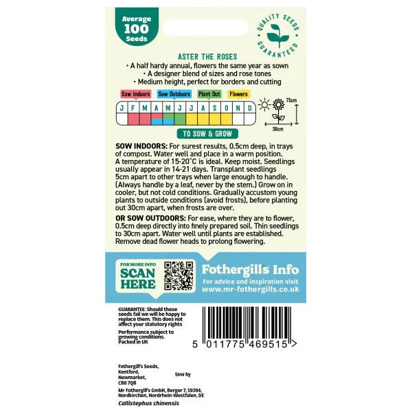 Fothergill's Aster The Roses Flower Seeds