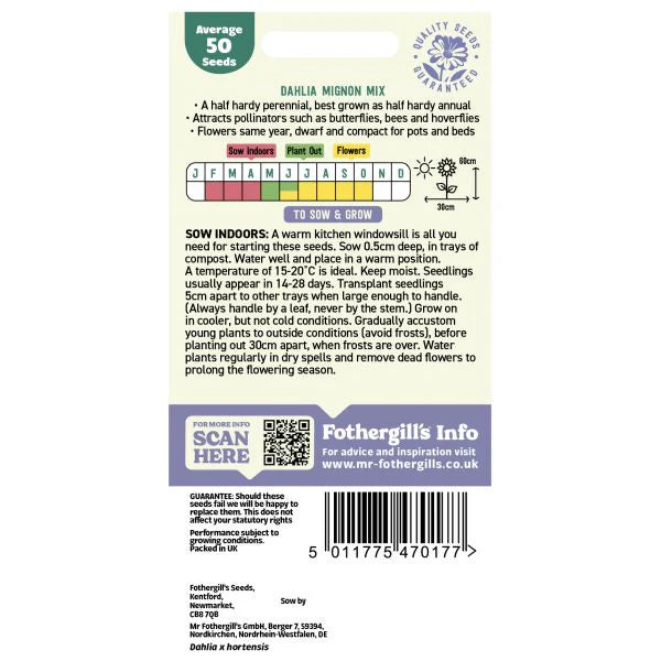 Fothergill's Dahlia Mignon Mixed Seeds