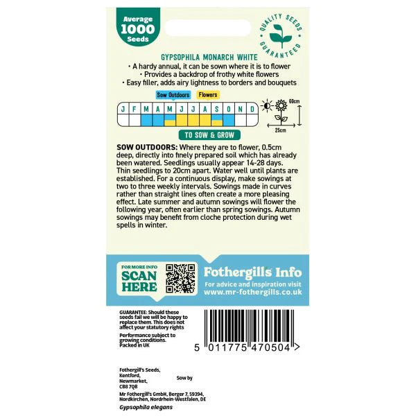 Fothergill's Gypsophila Monarch White Seeds