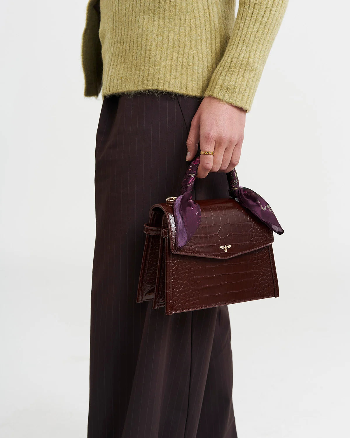 Fable Eliza Small Croc Top Handle Bag