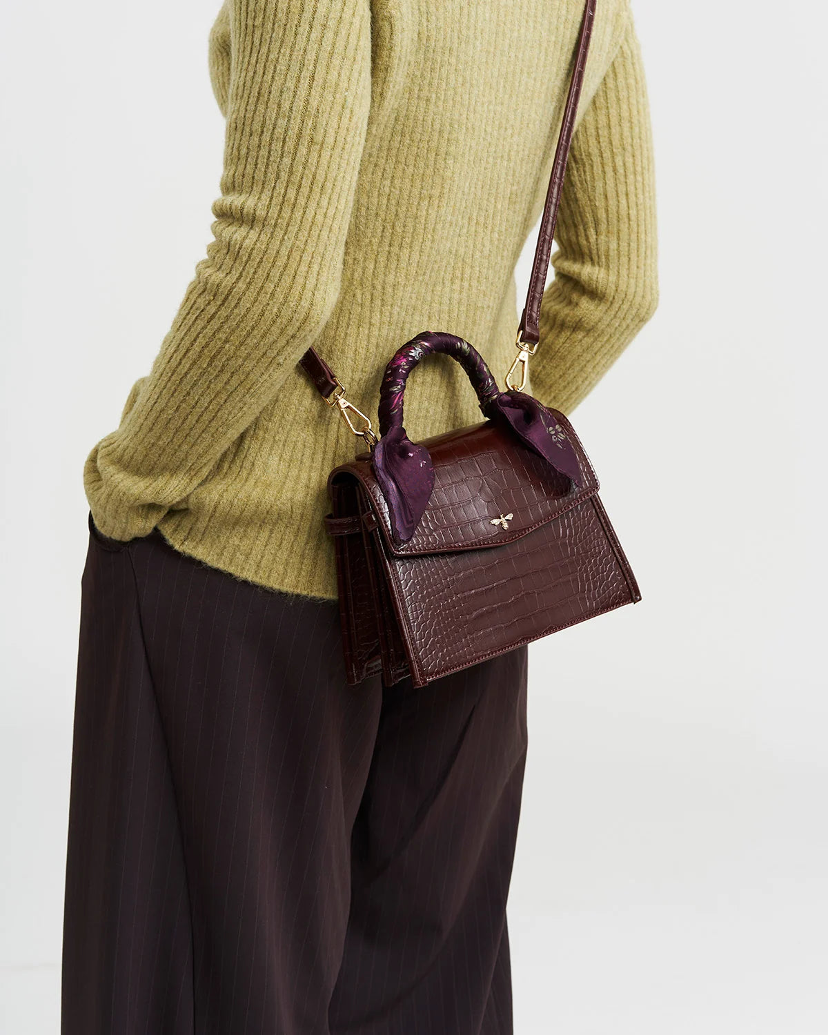 Fable Eliza Small Croc Top Handle Bag